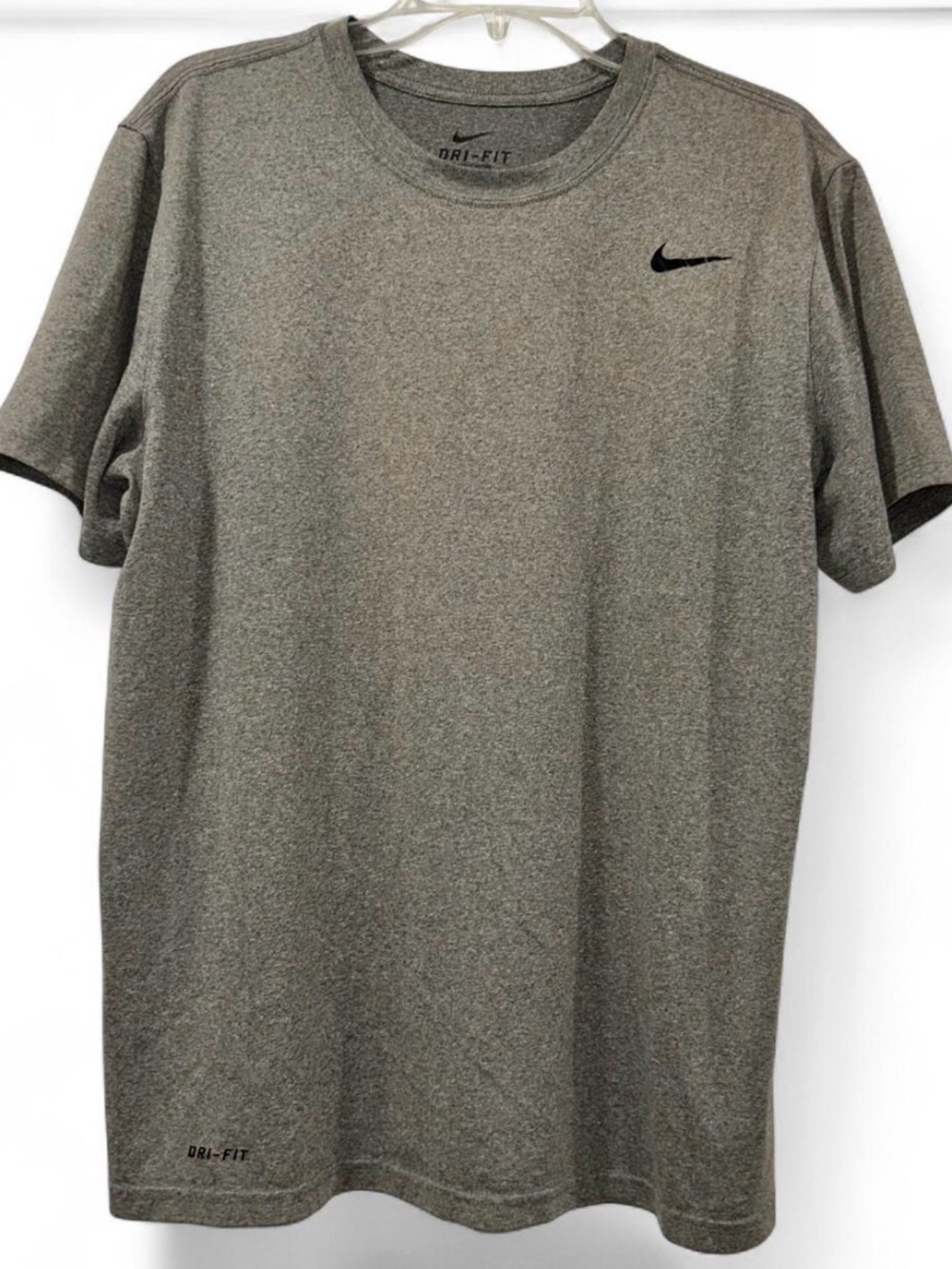 Nike Short Sleeve Dri-FIT Tee in Heather Gray with Black Swoosh